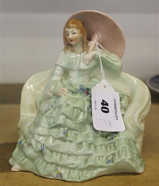 A rare Wade Art Deco underglaze porcelain figure of Romance, c.1938, 16cm